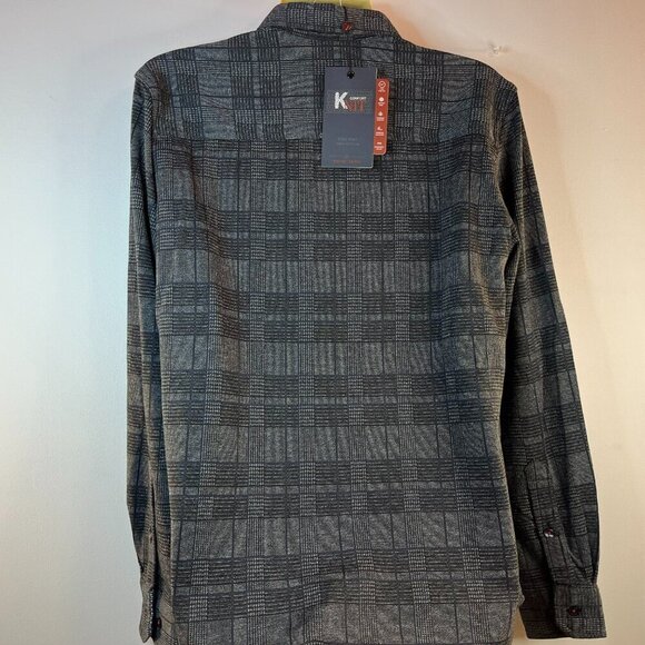 Point Zero Men's Grey Black Comfort Fine Knit Button Up Shirt - Size Small - NWT - Picture 6 of 6